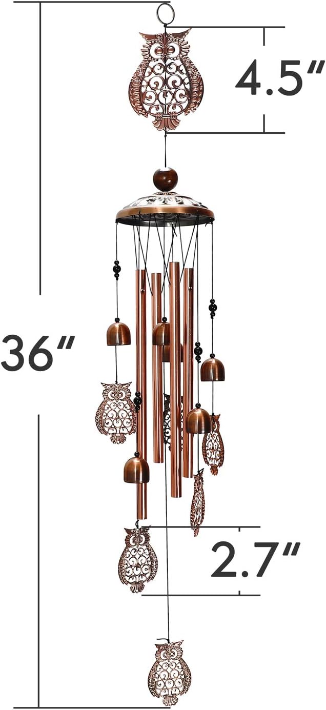 WOGOON Wind Chimes Outdoor Decor, Personalized Outside Large Copper Sympathy Hanging Owl Wind Chime Housewarming Gifts, Aluminum Tubes Memorial Bell Chimes for Garden Home Yard Patio Decorations… : Garden & Outdoor
