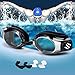 Smartdoo Black Swim Goggles With Anti Fog UV Protection No Leaking Shatterproof for Adult Men Women Youth Kids Children + Goggles Case, Silicone Ear Plugs and Interchangeable Nose Bridge