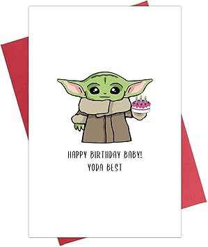 Amazon Com Baby Yoda Birthday Card Cute Birthday Card For Child Daughter Son Mandalorian ay Card Adorable Hbd Card Office Products