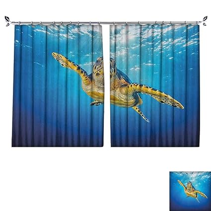 Amazon Com Homehot Pleated Polyester Blue Yellow Dark Brown Sheer