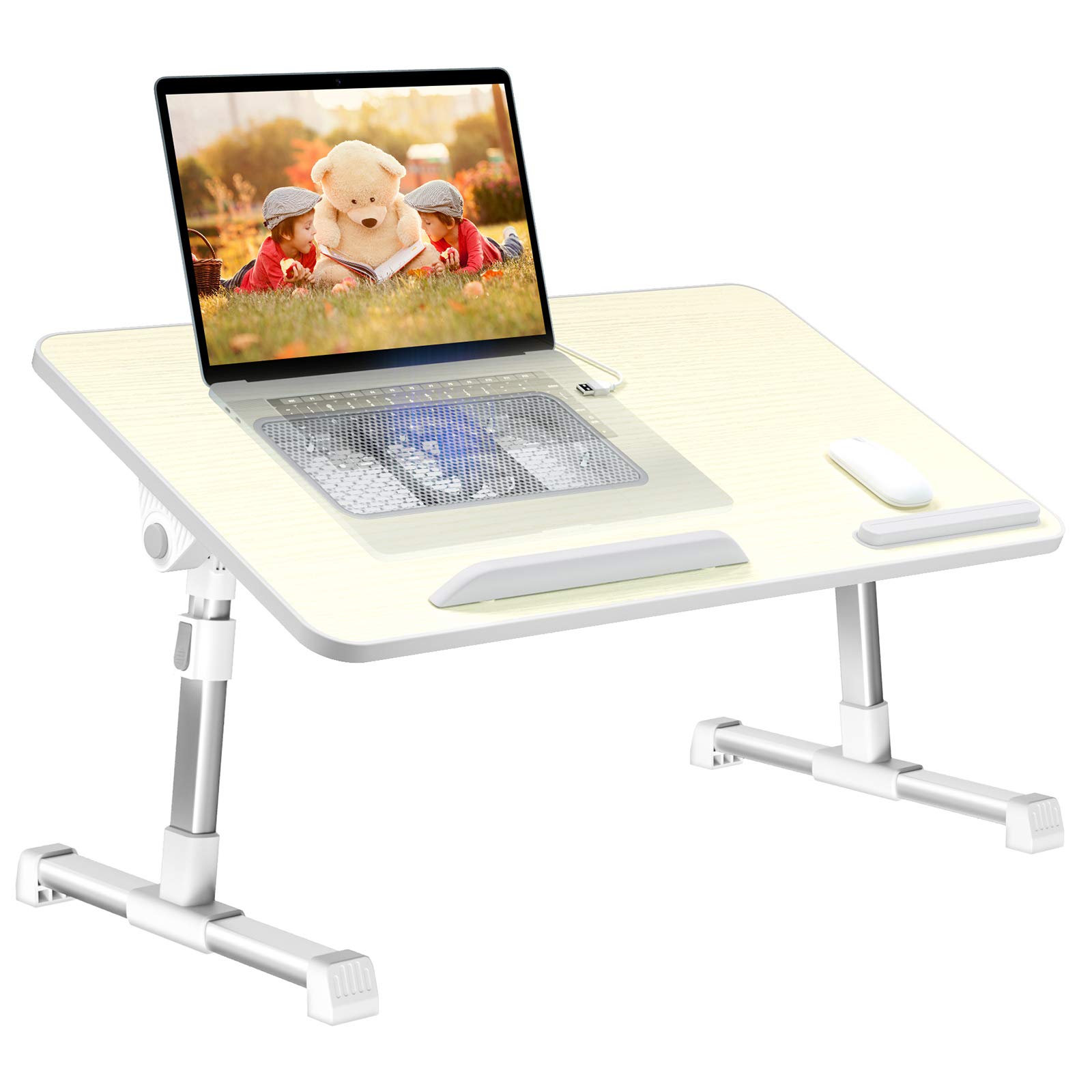 Laptop Desk for Bed,LEEHEE Adjustable Lap Bed Tray Folding Table Lap Stand with Internal USB Cooling Fan, for Home Office Working Gaming Writing, Fits for 17" Laptop or Smaller