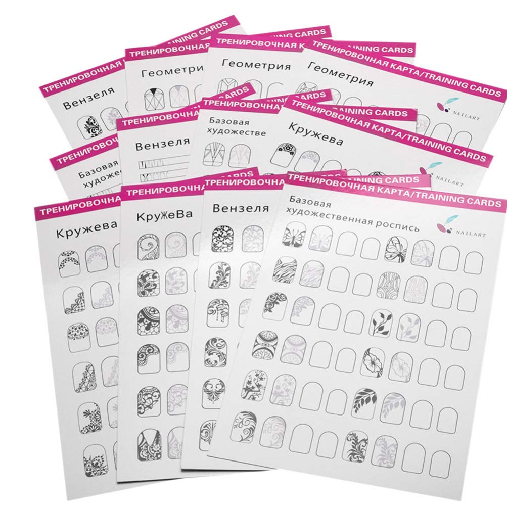FRCOLOR Nail Art Practice Books, 12 Sheets Manicure