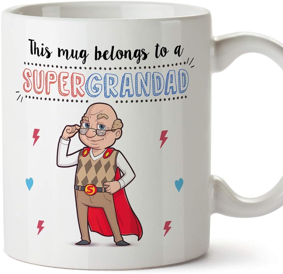 MUGFFINS Grandad Mug - Super Grandad - Coffee Grandpa Mug for Breakfast Birthday Present for Grandfathers/Ceramic 11 oz