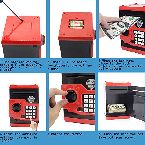 APUPPY Cartoon Password Piggy Bank Cash Coin Can,Electronic Money Bank,Birthday Gifts Toy Gifts for Kids (Black)