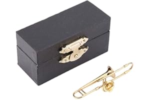 Wal front Gold Plating Trombone/Cornet Brooch Mini Musical Instrument Shape Pin Decoration Box Birthday Present