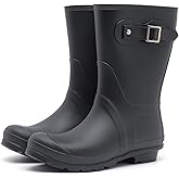 SWIFTFROG Women's Lightweight Mid Calf Rain Boots Waterproof Fashion Garden Shoes Anti-slip Rainboots for Women Wide Calf Rain Shoes