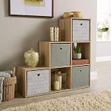 Home Source Step Style Storage 6 Cube Bookcase Oak Effect 90cm Wide view 5