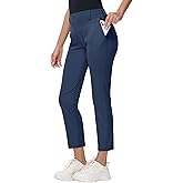 MIVEI Women's 25" 27" Stretch Golf Pant - 7/8 Ankle Work Travel Teacher Casual Business Sweatpants with Belt Loops Zip Pocket