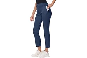 MIVEI Women's 25" 27" Stretch Golf Pant - 7/8 Ankle Work Travel Teacher Casual Business Sweatpants with Belt Loops Zip Pocket
