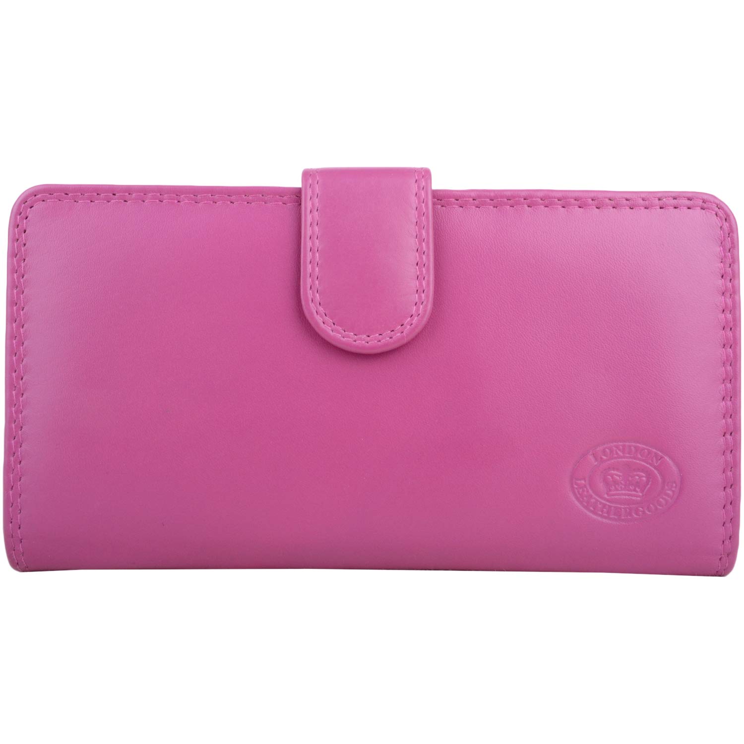 Womens Large Soft Leather Bi-Fold RFID Protected Money/Coin/Credit Card Holder/Purse - Cerise
