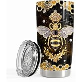 SANDJEST Bee Tumbler 20oz Stainless Steel Insulated Tumblers Coffee Travel Mug Cup Jewelry Drawings Style Bee Gifts for Women Girls Teen Gift for Birthday Christmas
