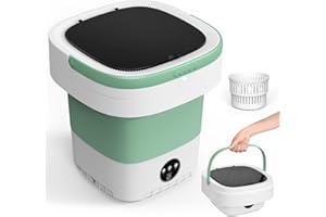 ASTARAMA Portable Washing Machine, 12L Upgraded Mini Washing Machine With Spin Basket, Foldable Washer Cleaning for Underwear, Baby Clothes Socks and Small Items, Small Washer for Apartments, Dorm,RV (Green)