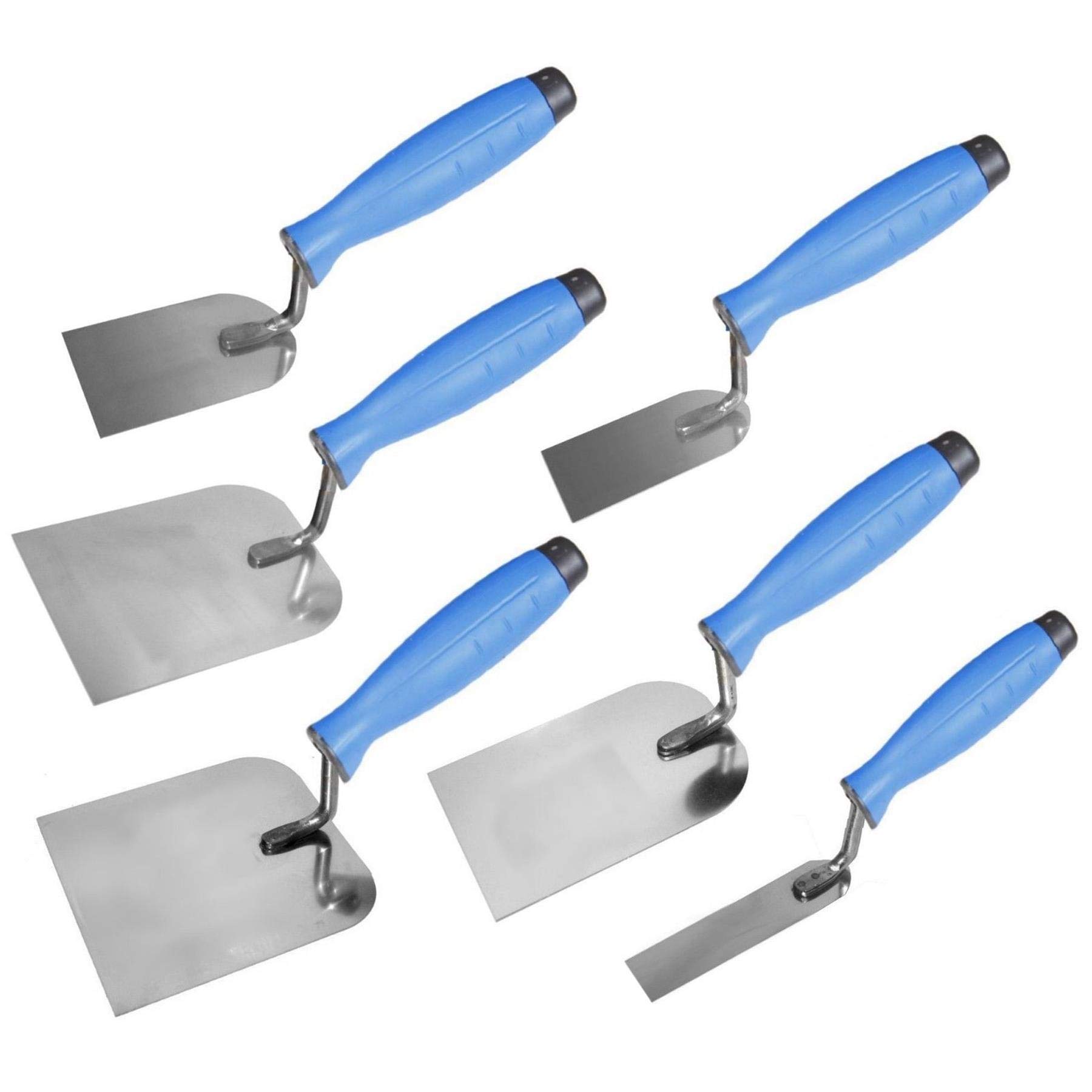 Toolty Stainless Steel Stucco Trowel, Wall Putty Trowel, Plastering Trowel, Finishing Trowel - 50, 60, 80, 100, 120, 30x110mm - for Brickwork and Plastering - Rubber Handle - DIY - TLTY-S012