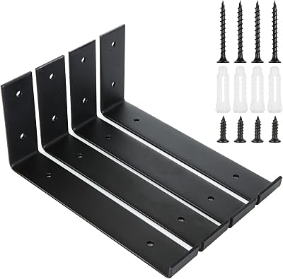 LOLYSIC 4 Pcs Scaffold Board Shelf Brackets 225mm 9 Inch Heavy Duty Black