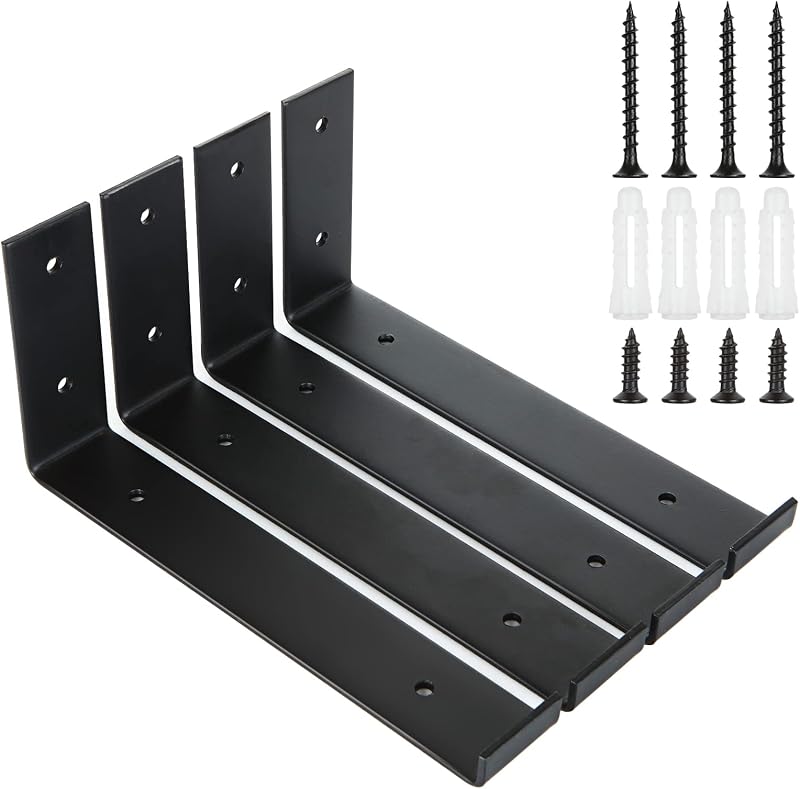 LOLYSIC 4 Pcs Scaffold Board Shelf Brackets 225mm 9 Inch Heavy Duty Black