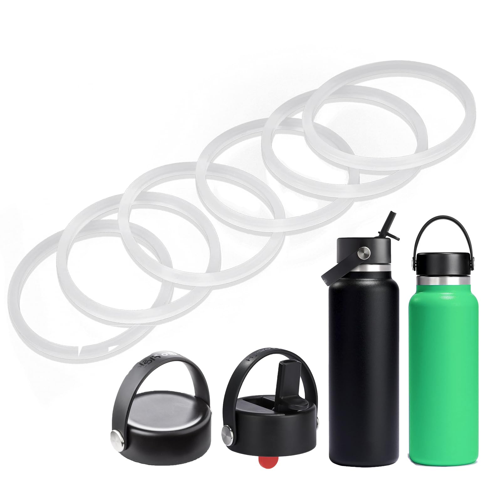 Photo 1 of Greant 6 PCS Rubber Seal Fits Hydro Flask Wide Mouth Flex Caps, O Ring for Hydroflask Wide Flex Straw Cap, 2.2 inches Water Bottle Gasket Replacement