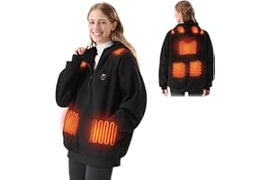 DR.PREPARE Heated Hoodie Unisex with 16000mAh Power Bank, 9 Heat Zones, Max 8H Heating Clothing, Ultra-Thick Plush Hoodie