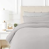 TEXAS LINEN CO. 100% Egyptian Cotton Duvet Cover Queen Size, 600 Thread Count 3 PC Duvet Cover, Extra Long Staple Egyptian Cotton Quilt Cover, Soft, Breathable with Hidden Zipper Closure - Silver