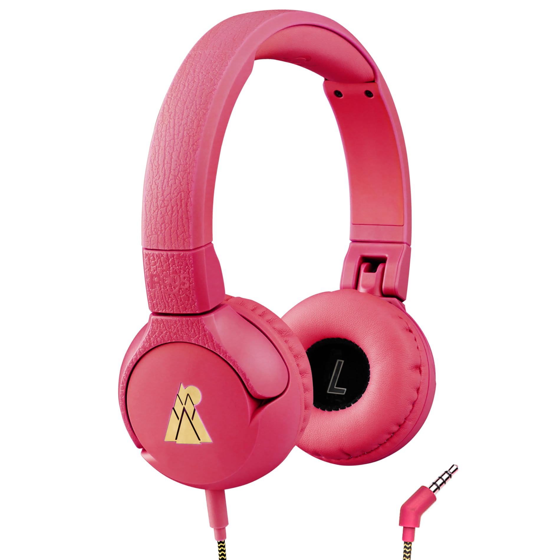 POGS Kids Wired Headphones | The Elephant 2 | Foldable, Durable Headphones for Kids 3+ | Volume Limited 85dB, Microphone | On-Ear | Music-Sharing Function Safe 3.5 mm audio cable (rPink)