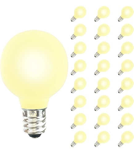 UKLL-25 Pack G40 Frosted White Light Bulbs Replacement, 1.5 Inch