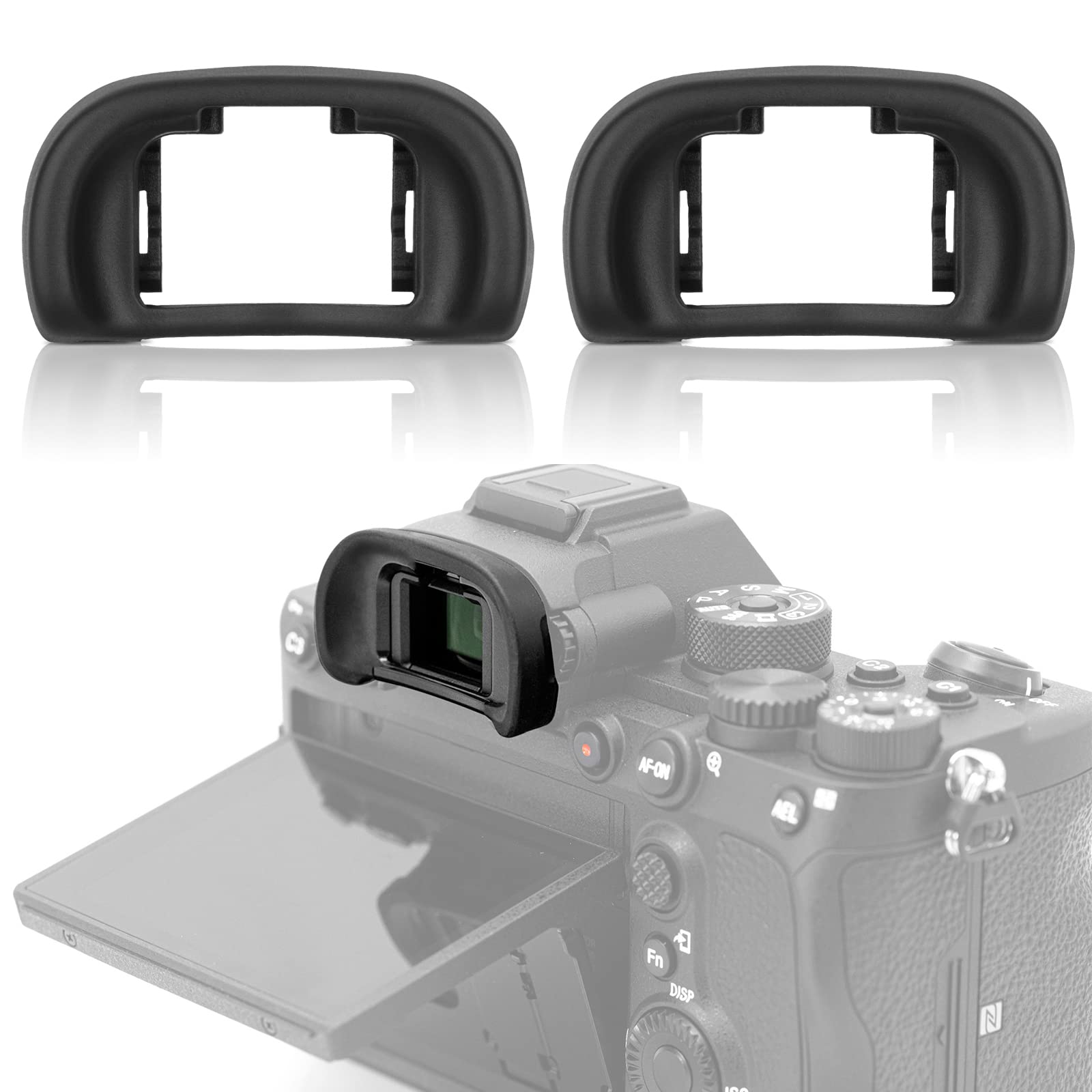 Aktualisierte Okularmuschel für Sony A7III A7II A9 A7S A99II A58 A7 A7R IV A7RIII A7SII 2 Pack Kamera-Blitzschuhabdeckung für Sony + 2 Pack Kamera-Augenmuschel-Ersatz für Sony 6