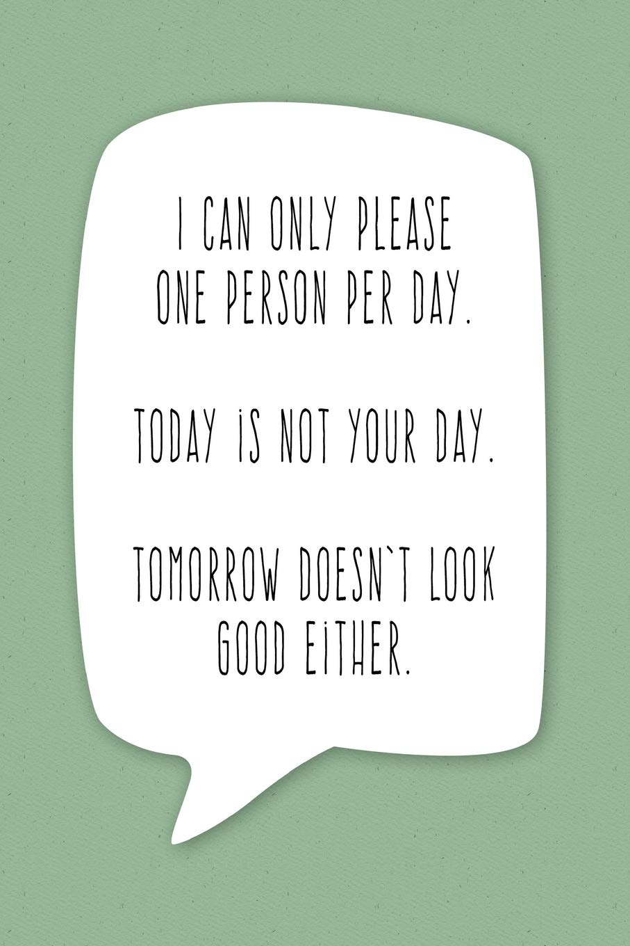 I Can Only Please One Person A Day I Can Only Please One Person Per Day: Sarcastic Humor Journal: Nucking  Futz: 9781725879232: Amazon.com: Books