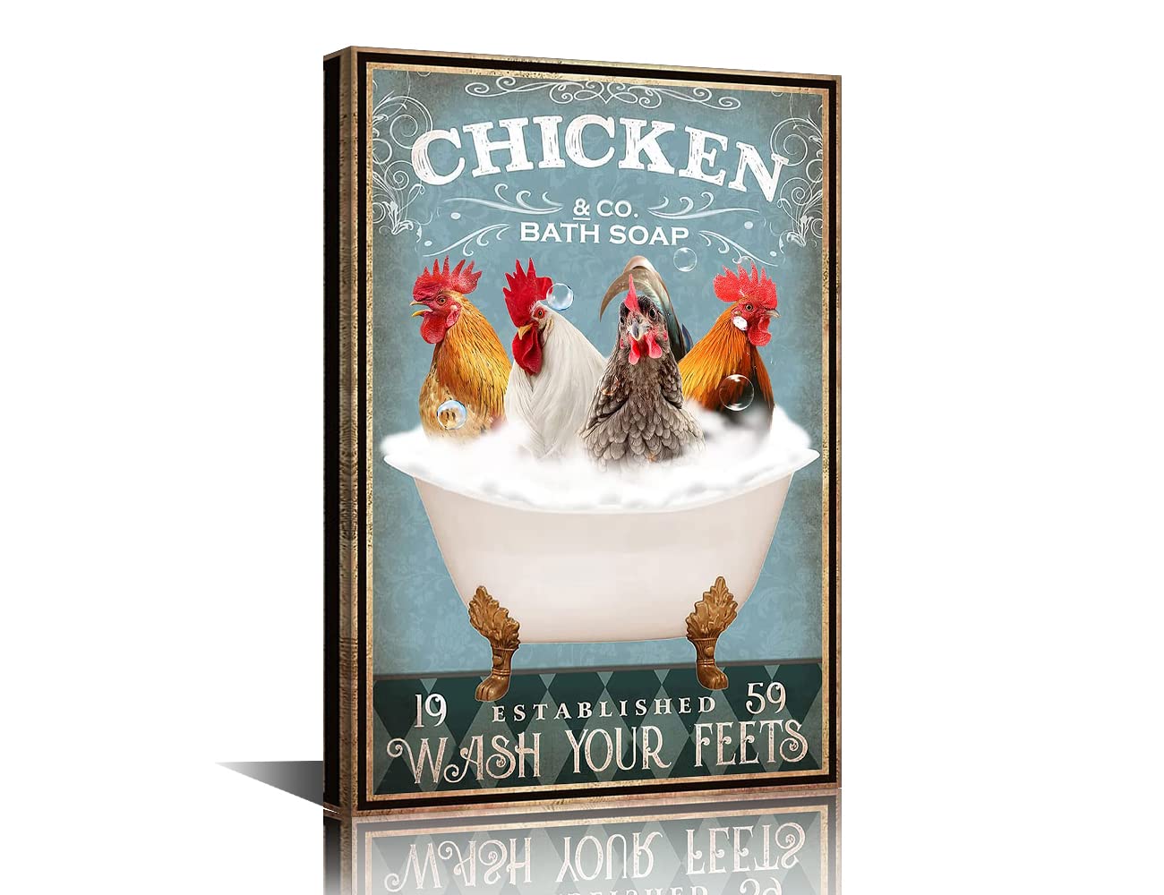 Funny Chicken Canvas Art Wall Decor Funny Chicken Inspirational Quote Paintings Home Wall Decor Canvas Wall Art for Living Room Bedroom Office Posters Prints Framed Ready to Hang - 24" W x 16" H