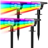 NYMPHY Solar Color Changing Lights - 4 Pack (Multicolor) | 23 LED 7 Color Changing Modes IP68 Waterproof Solar Spot Lights for Outdoor Gardens, Yards, Landscapes &amp; Halloween