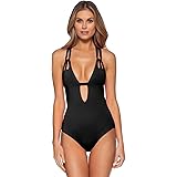 Becca by Rebecca Virtue Color Code Skylar Plunge One-Piece Black SM