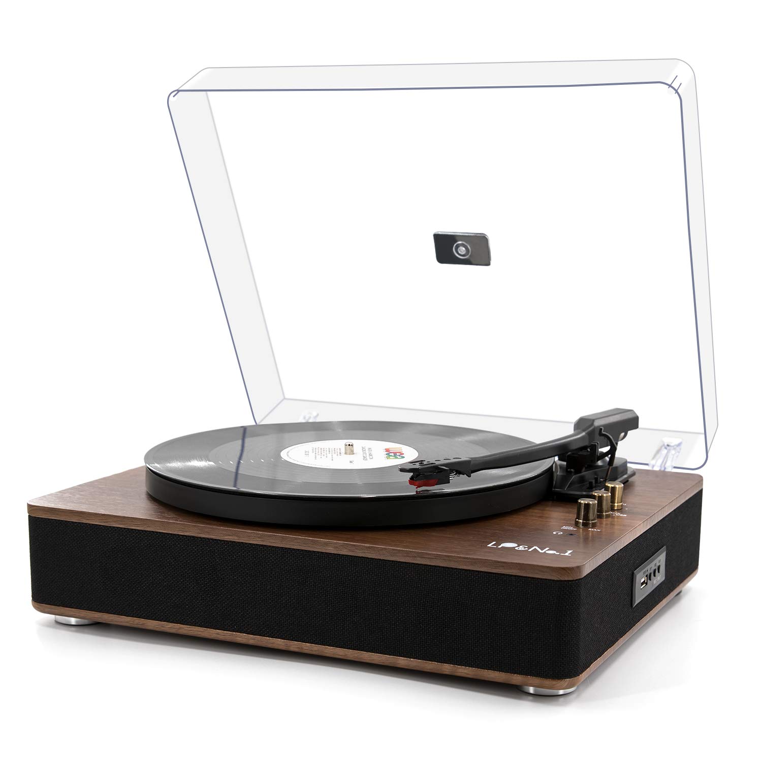 Photo 1 of **MISSING NEEDLE**LP&No.1 Record Player with Stereo Speakers, 3-Speed Belt-Drive Turntable for Vinyl Records with Wireless Playback and Auto-Stop,Walnut Wood