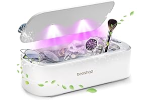 BEESHOP 48kHz Ultrasonic Jewelry Cleaner, Dual Modes with Degas Function, for Jewelry, Glasses, Rings, Retainers, Dentures, Watch Straps & More, 19oz 304 Stainless Steel Tank, 30W Sonic Cleaner Power
