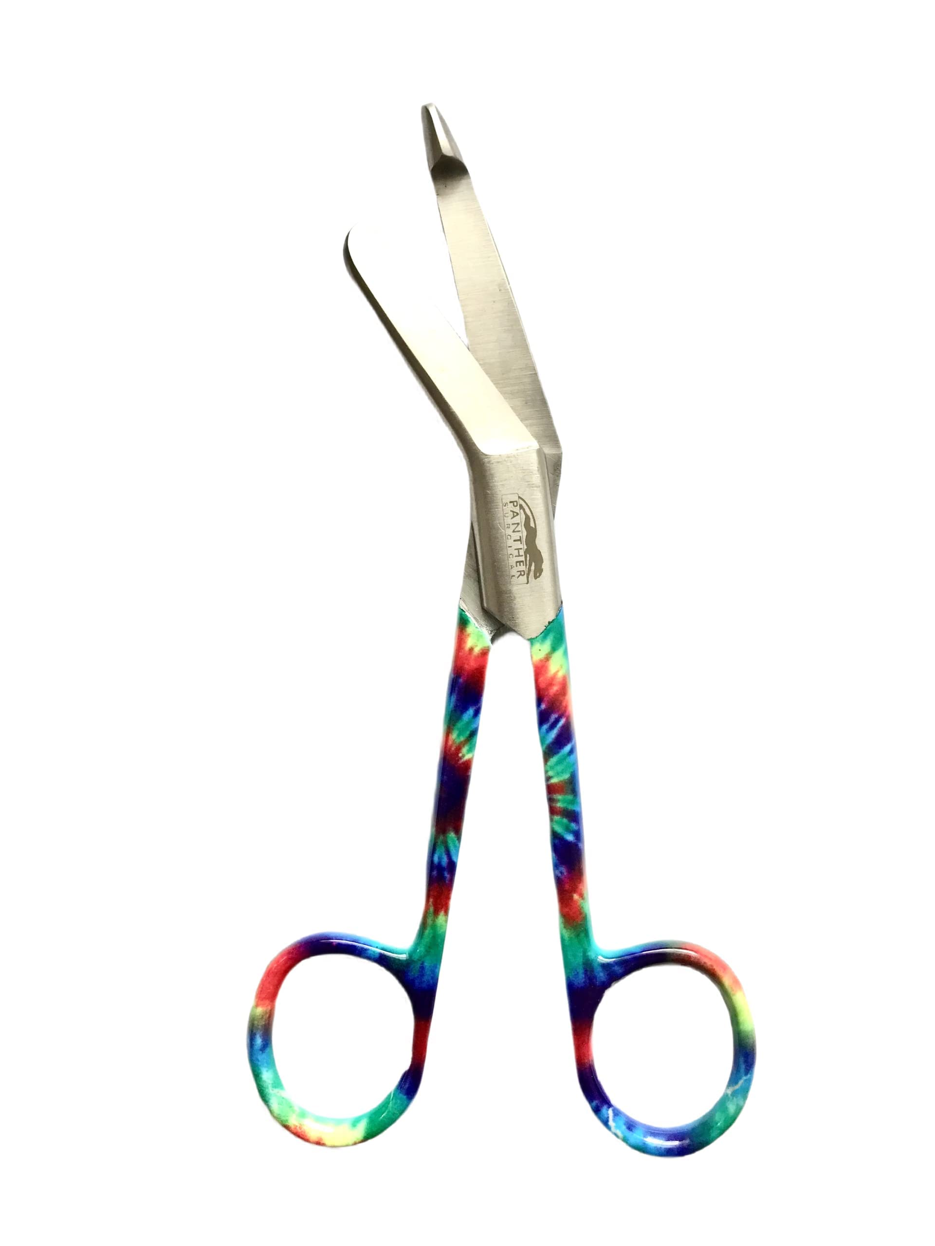 Stainless Steel Lister Bandage Scissors 5.5 inch Colored Pattern Student Utility First Aid Scissors (Rainbow Color Pattern)