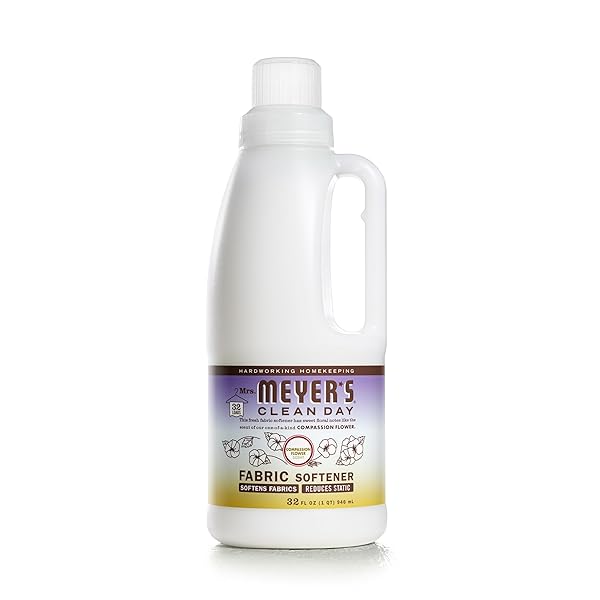 MRS. MEYER’S CLEAN DAY LIQUID FABRIC SOFTENER, INFUSED WITH ESSENTIAL OILS, PARABEN FREE, COMPASSION FLOWER, 32 OZ (32 LOADS)