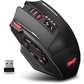 Attoe Wireless Gaming Mouse, RGB Dual Mode Bluetooth Mouse Up 24,000 DPI, 13 Macro Programmable Buttons, Optical Computer Mouse 50Hrs for PC Laptop MOBA FPS, PMW-3311, Comfort Grip (Black)