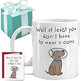 Well At Least You Don’t Have To Wear A Cone Mug Surgery Recovery Gifts for Women - Get Well Soon Gifts for Women After Surgery - Recovery Gift from Friends Feel Better – 11OZ Mug White with Card
