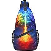 FHGAQPM Colorful Tree Sling Bag Crossbody Backpack Casual Shoulder Backpack Lightweight Chest Bag With Adjustable Strap For Travel