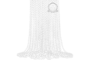 SHAOQINLIN 30 PCS White Bead Necklaces, 33" White Mardi Gras Christmas Beads Necklace, 4th of July Necklaces, Parade Throws Accessories for Christmas Independence Day New Year Party Favors