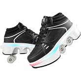 2-in-1 Unisex Roller Skate Shoes with Retractable 4 Wheels | Deformation Roller Shoes,Outdoor Skating Shoes Suitable for Women,Girls &amp; Boys