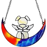 Stained Glass Angel Dog Memorial Suncatcher, Memorial Window Hanging Gifts for Loss of Dog | Sympathy Gifts | Passing Away Remembrance Memory Ornaments for Pet Lovers | Pet Bereavement