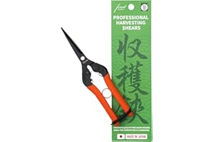 Saboten 7.9" Professional Japanese Harvesting Shears – Straight Blade, Stainless Steel with Fluorine Coating, Spring-Loaded, 