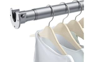 Ruiony Closet Rods for Hanging Clothes, 17 to 84 Inches No-Cut Stepless Adjustable Closet Rod, 1.3 Inches Expandable Metal Heavy Duty Closet Hanging Rod for Closet Wardrobe Bathroom Laundry RV, Silver