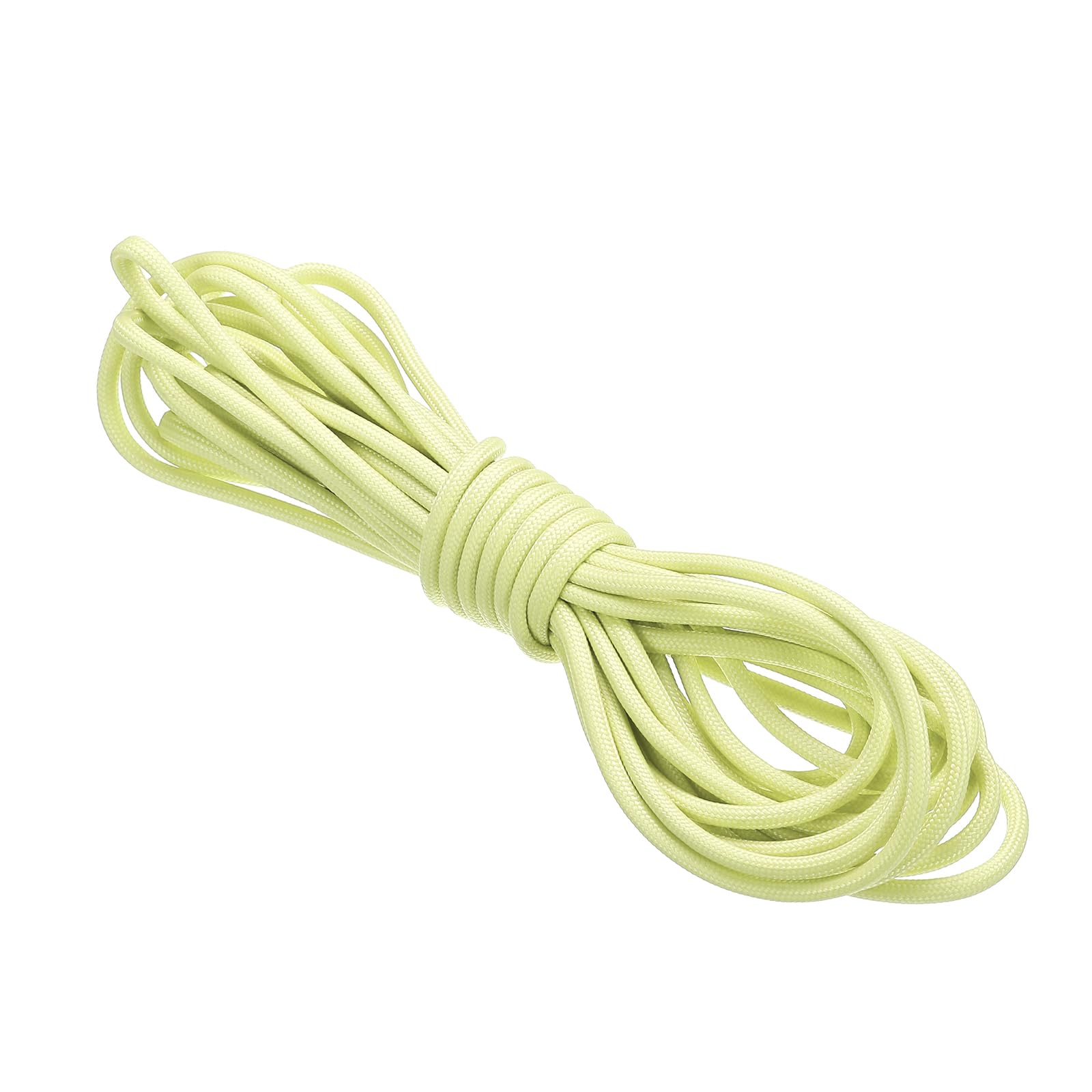 PATIKIL 20 Feet Glow in the Dark Paracord, 4mm Camping Paracord Rope 9-Strand Type 550lb Nano Cord Paracord for Camping Tent Tarp Hiking, Light Yellow