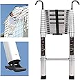 JADDUO Telescoping Ladder with Hooks, 16.5 FT Aluminum Collapsible Extension Ladder - 350 LBS Capacity, Non-Slip Feet, Portable Multi-Purpose Compact Ladder for Home, RV, Loft