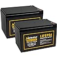 NERMAK 2 Pack 12V 12Ah LiFePO4 Deep Cycle Battery, 2000+ Cycles Lithium Iron Phosphate Rechargeable Battery for Solar Power,UPS,Lighting, Power Wheels, Fish Finder, Scooters and More, Built-in 12A BMS