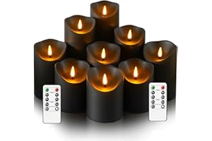 Eebuss Flameless Candles, LED Candles,Plastics Realistic Candle，flameless Candles with Remote，Suitable for Home Decoration，Adding Warmth to The Atmosphere，9pcs（Black）