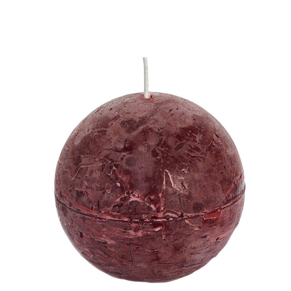 Spaas 6 Rustic Unscented Ball Candles 80 mm, ± 24 Hours, Wine Red