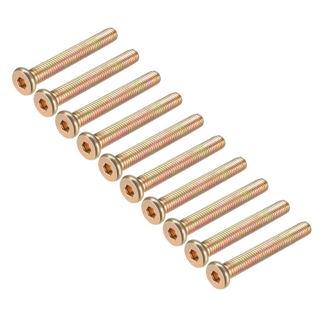 sourcing map M8x60mm Furniture Screw Hex Socket Machine Screws Zinc Plated Fasteners Bolts Full Thread Carbon Steel 15Pcs