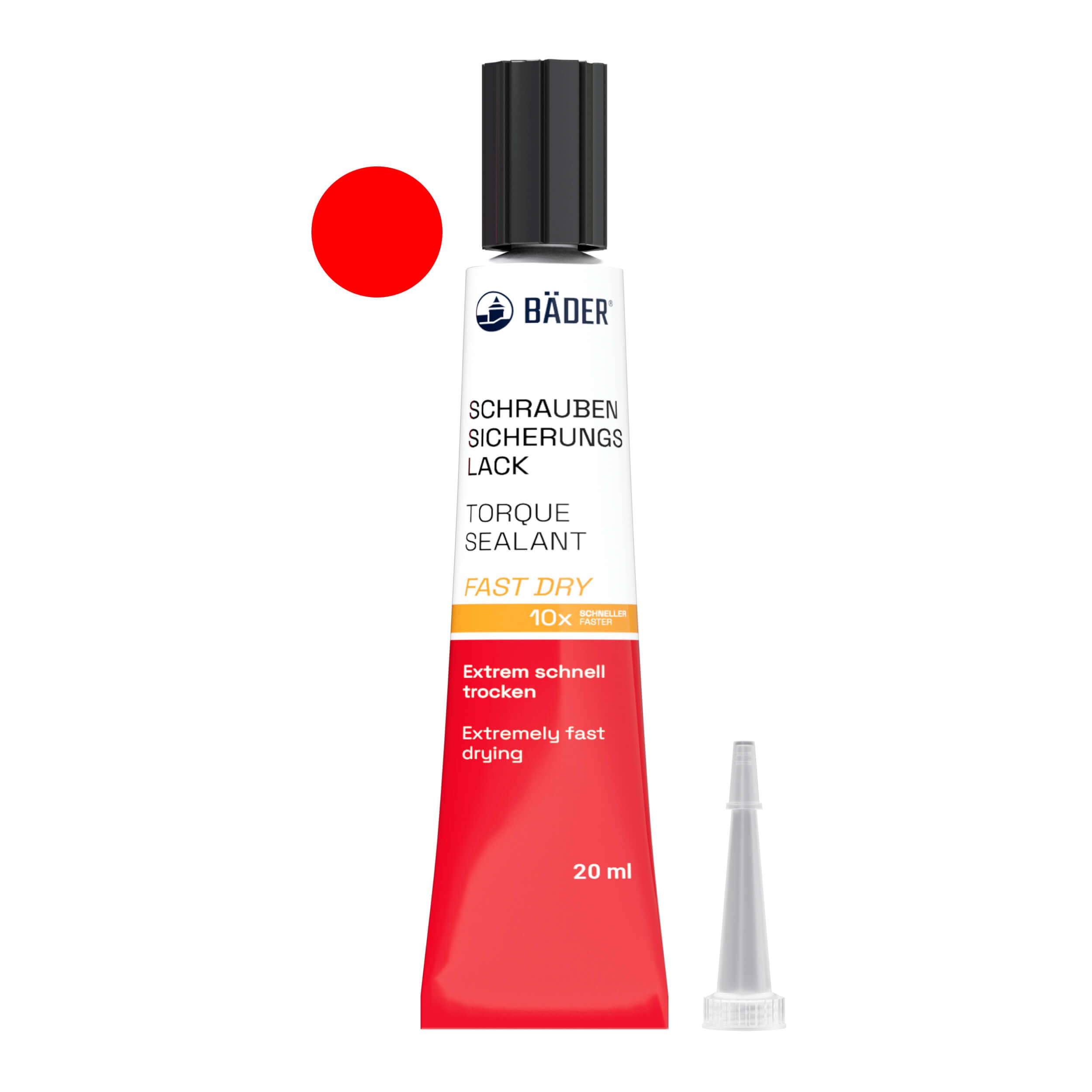 ORIGINAL BÄDER Torque Seal Tamper Proof Indicator FAST DRY color RED 20ml - Threadlocker Made in Germany since 1962 - Security pen for sealing and proof of manipulation.