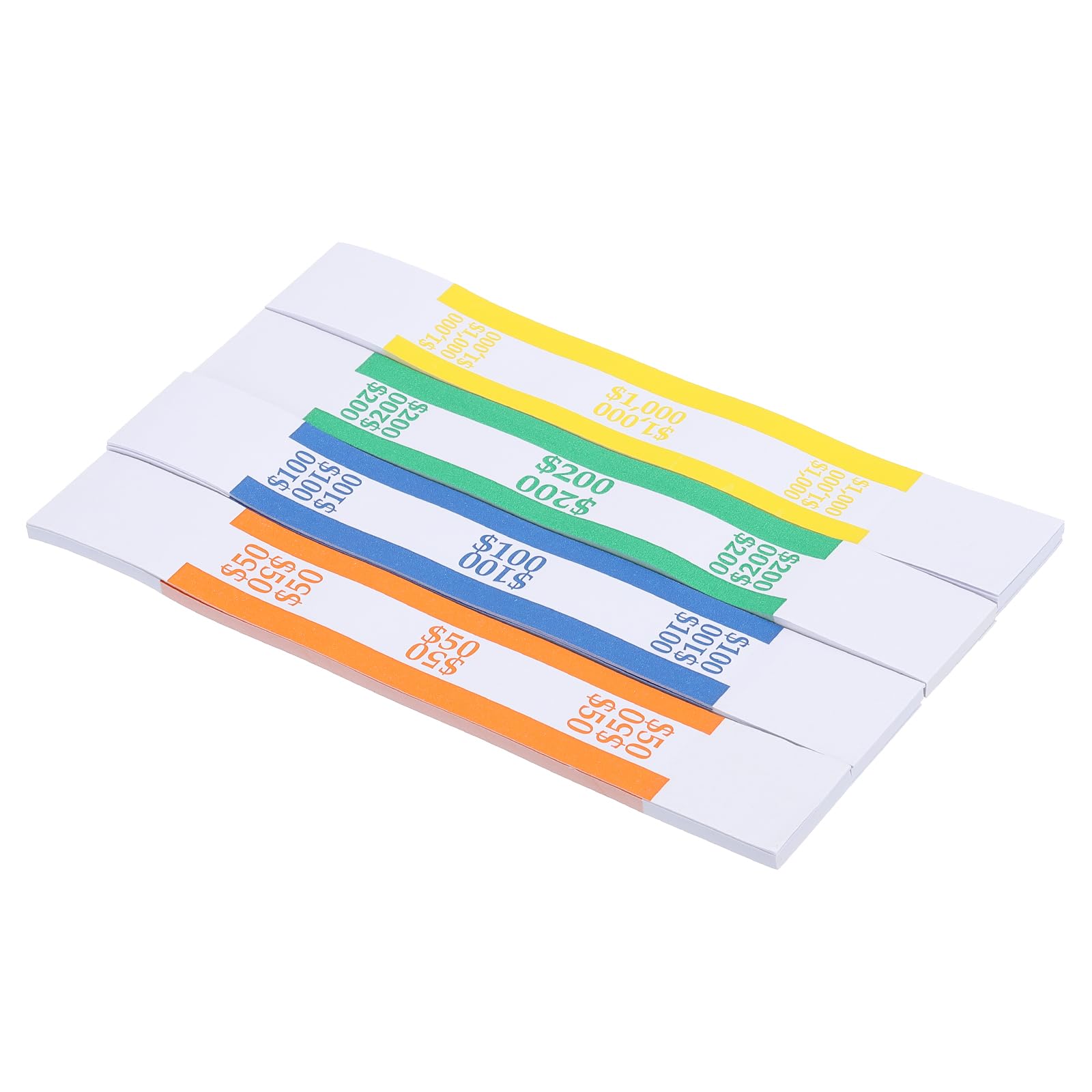 PATIKIL Currency Band Bundles, 330 Packs Orange/Blue/Green/Red/Yellow Dollar50/Dollar100/Dollar200/Dollar500/Dollar1000 Self Sealing Cash Straps Sleeves Money Bill Wrappers for Dollar