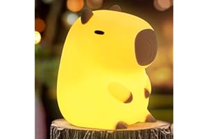 FAMIDUO Cute Capybara Night Light, LED Squishy Novelty Animal Night Lamp,2 Levels Dimmable/Timer Nursery Nightlight for Kids, Rechargeable Touch Bedside Lamp, Bedroom/Dorm Decor, Baby Boys Girls Gifts